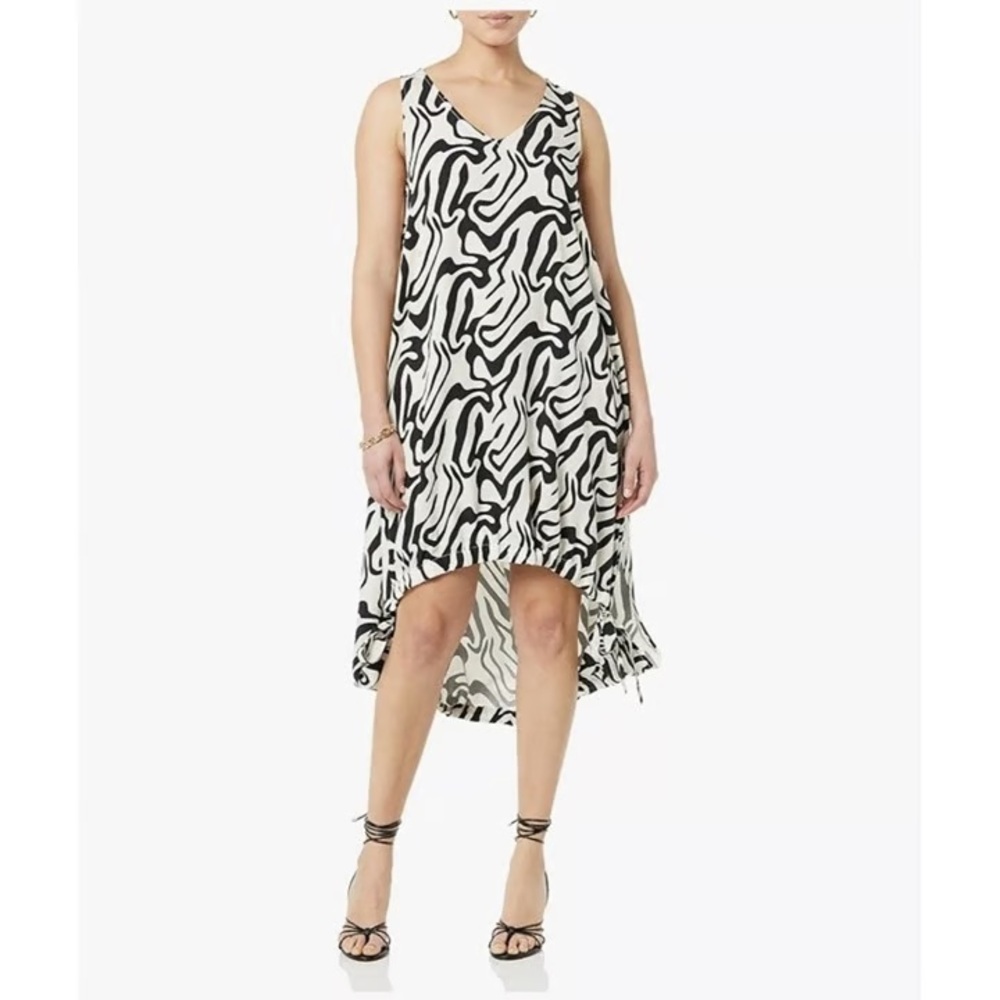 TEREA Women's Brielle Adjustable Hem Mini Tank Dress Gardenia Wave Print